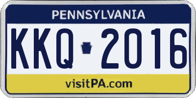 PA license plate KKQ2016