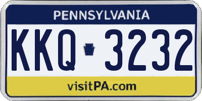 PA license plate KKQ3232