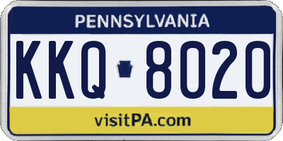 PA license plate KKQ8020