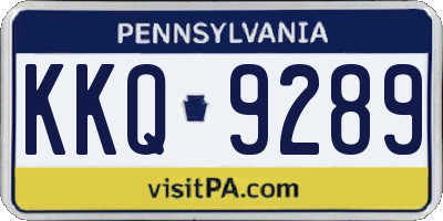 PA license plate KKQ9289