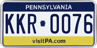 PA license plate KKR0076