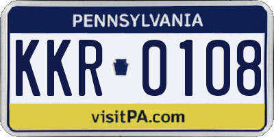 PA license plate KKR0108