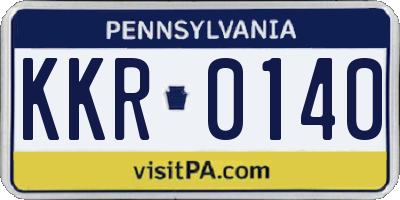 PA license plate KKR0140