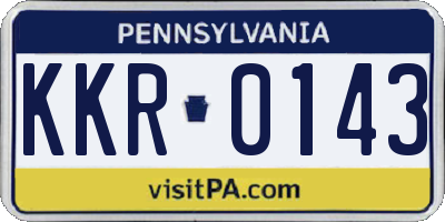 PA license plate KKR0143