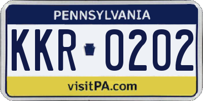 PA license plate KKR0202
