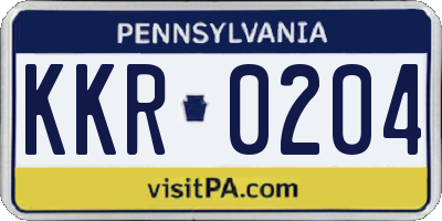 PA license plate KKR0204