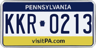 PA license plate KKR0213