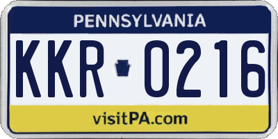PA license plate KKR0216