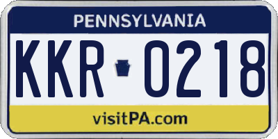 PA license plate KKR0218