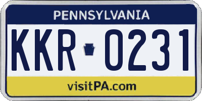 PA license plate KKR0231