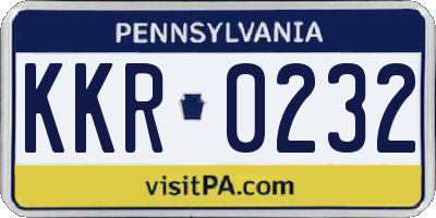 PA license plate KKR0232