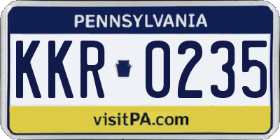 PA license plate KKR0235