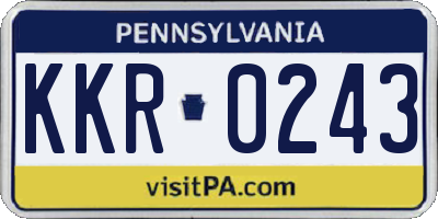 PA license plate KKR0243