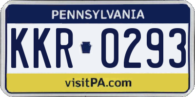 PA license plate KKR0293