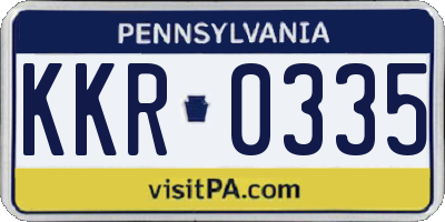 PA license plate KKR0335