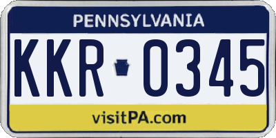 PA license plate KKR0345