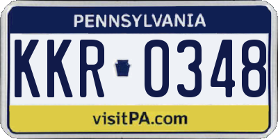 PA license plate KKR0348