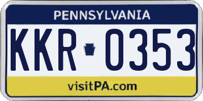 PA license plate KKR0353