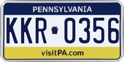PA license plate KKR0356