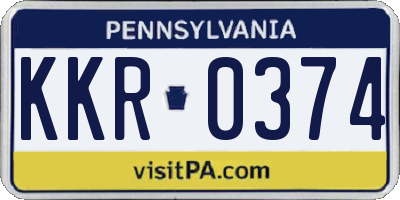 PA license plate KKR0374