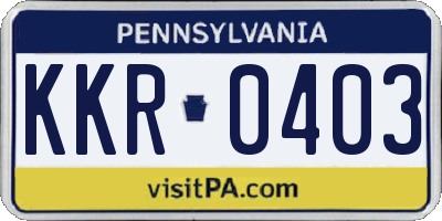 PA license plate KKR0403
