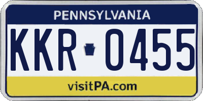PA license plate KKR0455