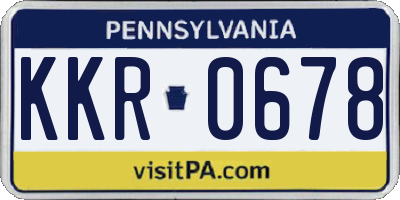 PA license plate KKR0678