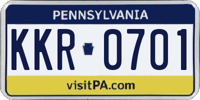PA license plate KKR0701