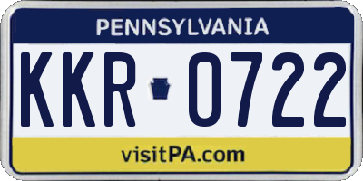 PA license plate KKR0722