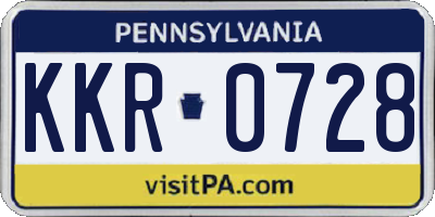 PA license plate KKR0728