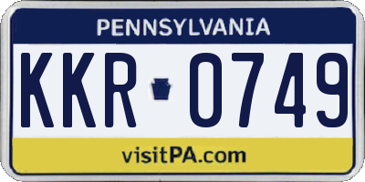 PA license plate KKR0749