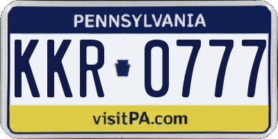 PA license plate KKR0777