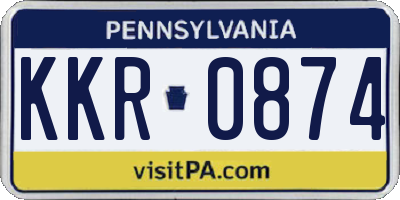 PA license plate KKR0874