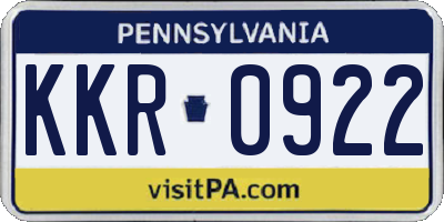 PA license plate KKR0922