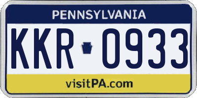 PA license plate KKR0933