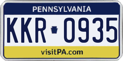 PA license plate KKR0935