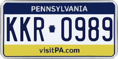 PA license plate KKR0989