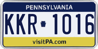 PA license plate KKR1016