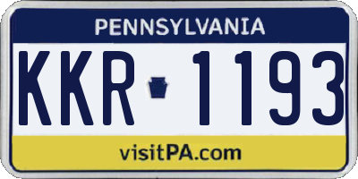 PA license plate KKR1193