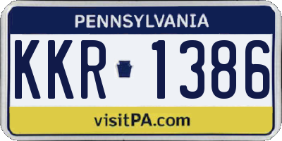 PA license plate KKR1386