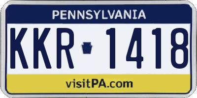 PA license plate KKR1418