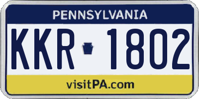 PA license plate KKR1802