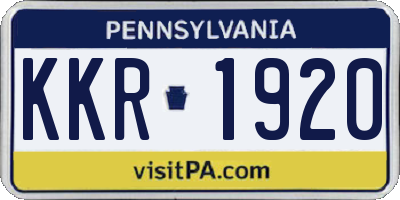 PA license plate KKR1920