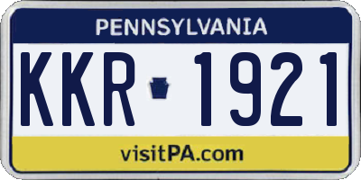PA license plate KKR1921