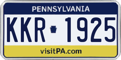 PA license plate KKR1925