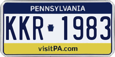 PA license plate KKR1983