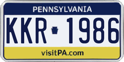 PA license plate KKR1986