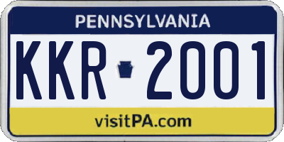 PA license plate KKR2001
