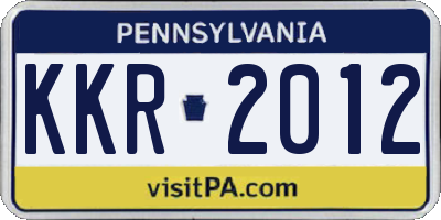 PA license plate KKR2012