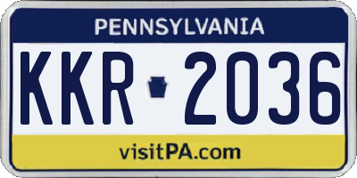 PA license plate KKR2036